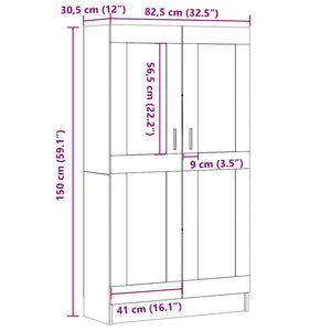 Bokskåp åldrat trä 82,5x30,5x150 cm konstruerat trä