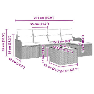 Trädgårdsoffset 6 pcs Svart konstrotting