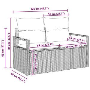 Trädgårdsoffset 6 pcs Brun Poly rattan