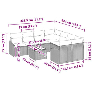 Soffset med kudde 9 pcs Beige och Ljusgrå konstrotting