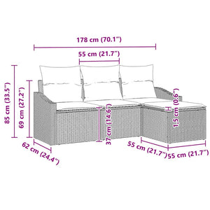 Soffset med kudde 4 pcs Beige konstrotting