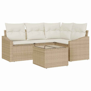 Soffset med kudde 5 pcs Beige konstrotting