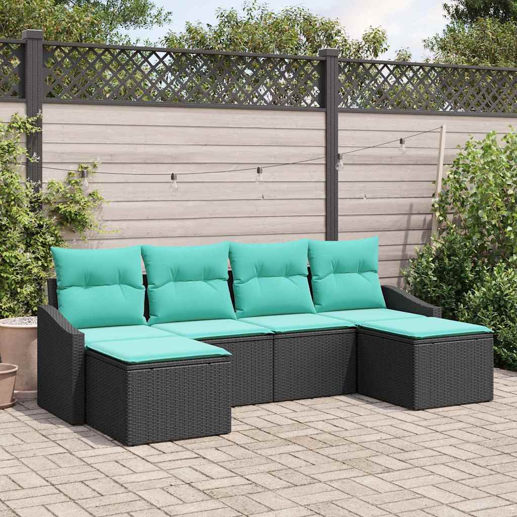 Soffset med kudde 6 pcs Svart konstrotting