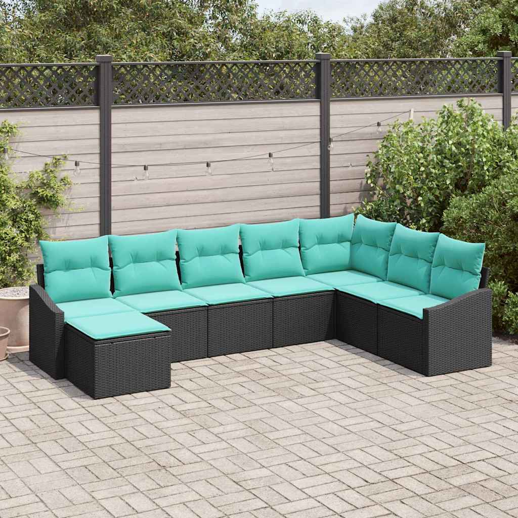 Soffset med kudde 8 pcs Svart konstrotting