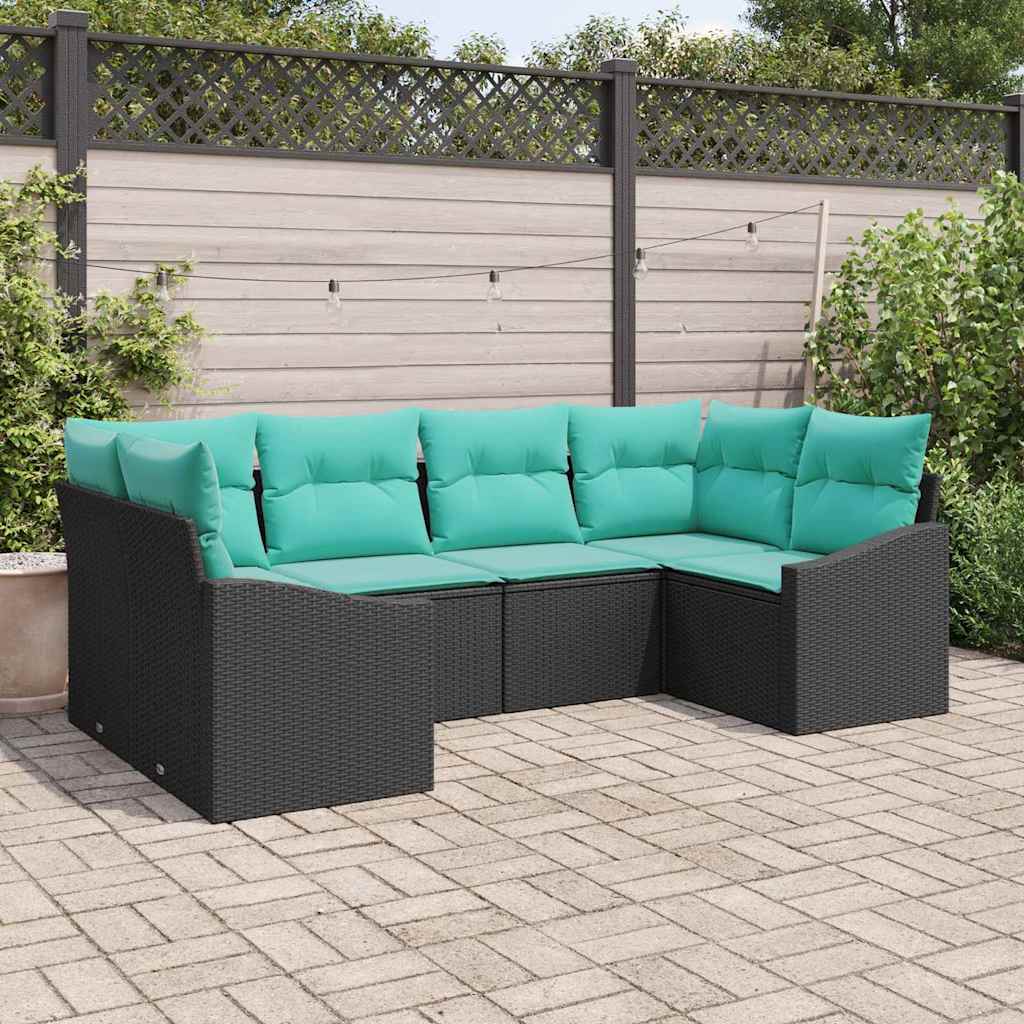 Soffset med kudde 6 pcs Svart konstrotting