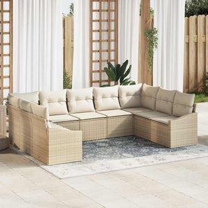 Trädgårdsoffset 9 pcs Beige Poly rattan