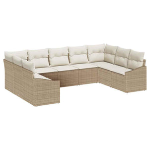 Trädgårdsoffset 9 pcs Beige Poly rattan