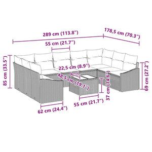 Trädgårdsoffset 10 pcs Beige Poly rattan