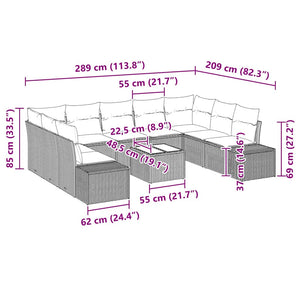 Trädgårdsoffset med kudde 10 pcs Beige konstrotting