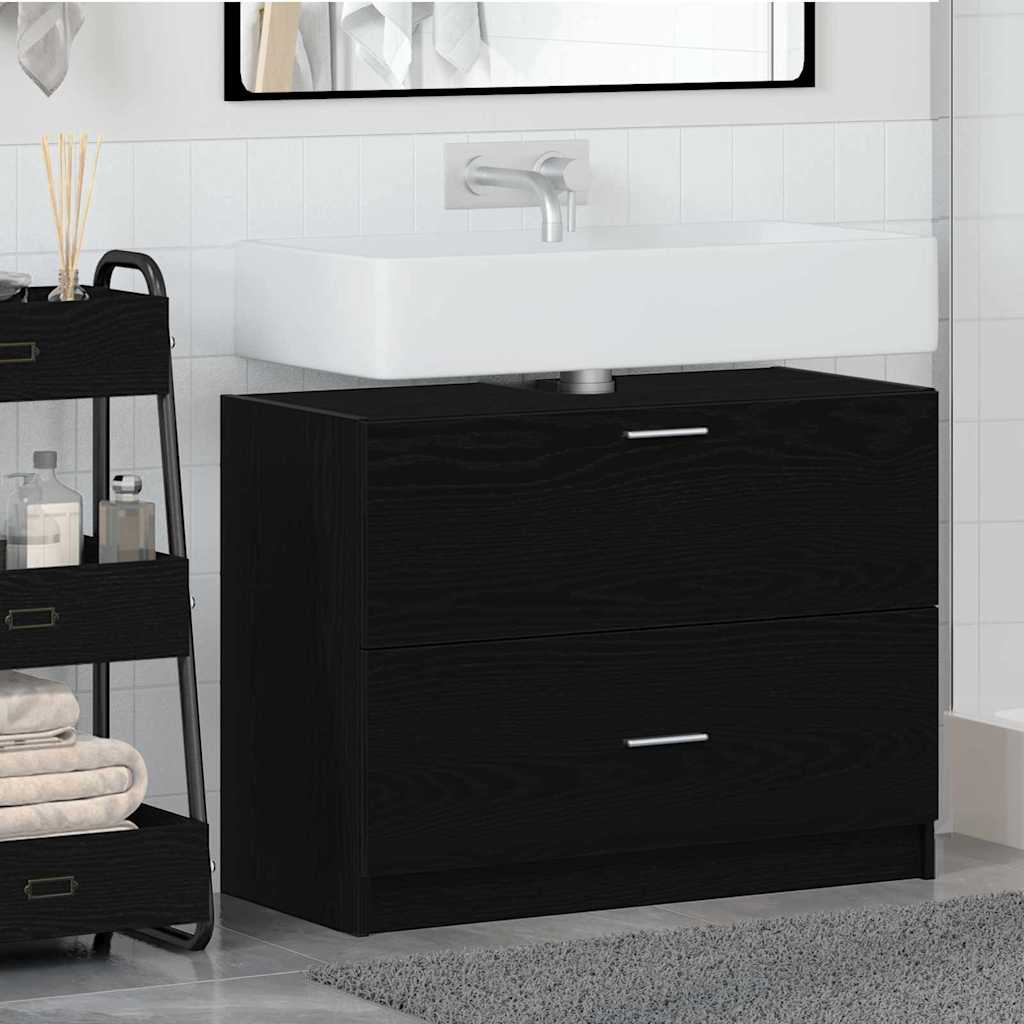 Badrumsskåp Svart Ek 78 x 37 x 59 cm Konstruerat trä