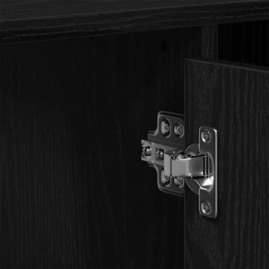 Badrumsskåp med handfat med hylla Svart Ek 91 x 35 x 60 cm