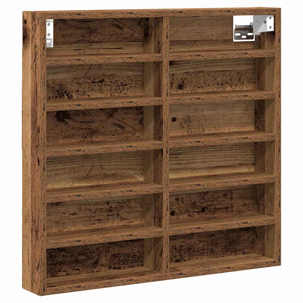 Visningsskåp Väggmonterat Gammalt trä 60 x 8,5 x 58 cm