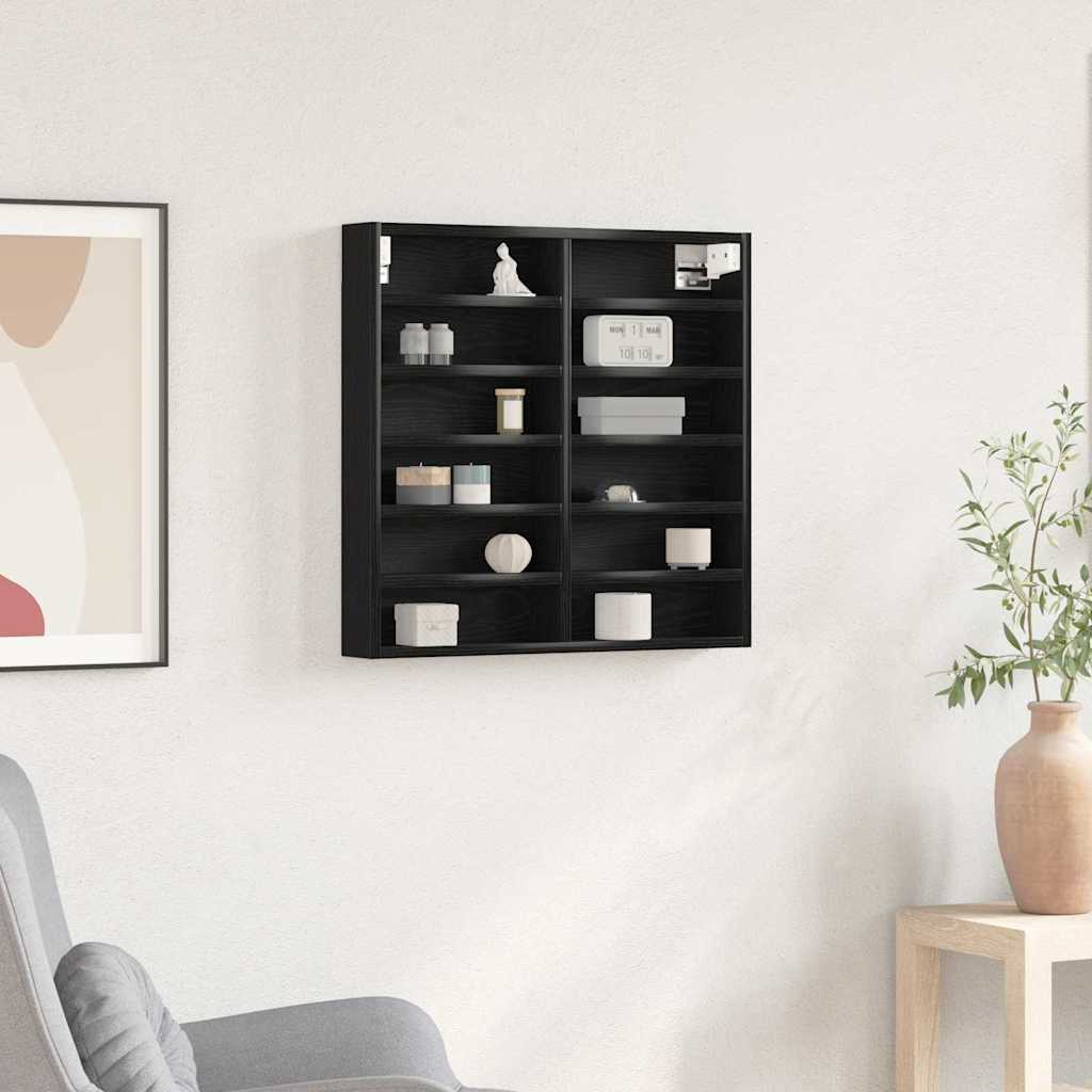 Visningsskåp Väggmonterat Svart Ek 60 x 8,5 x 58 cm