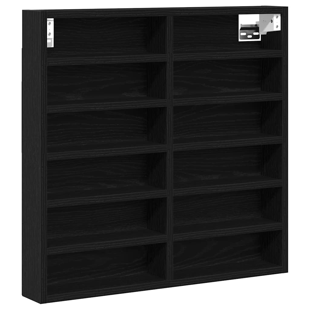 Visningsskåp Väggmonterat Svart Ek 60 x 8,5 x 58 cm