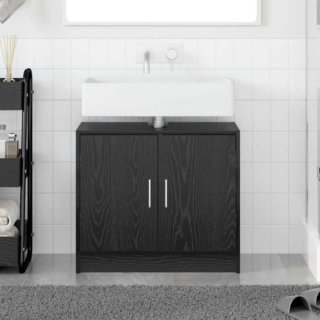 Badrumsskåp Svart Ek 63 x 29 x 55 cm Konstruerat trä