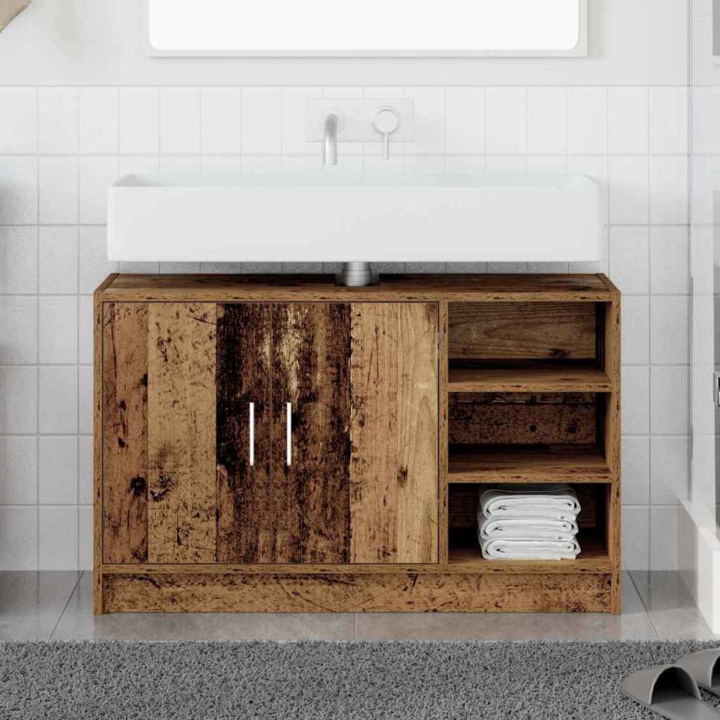 Badrumsskåp Gammalt trä 90 x 29 x 55 cm Konstruerat trä