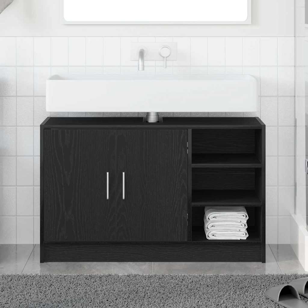 Badrumsskåp Svart Ek 90 x 29 x 55 cm Konstruerat trä