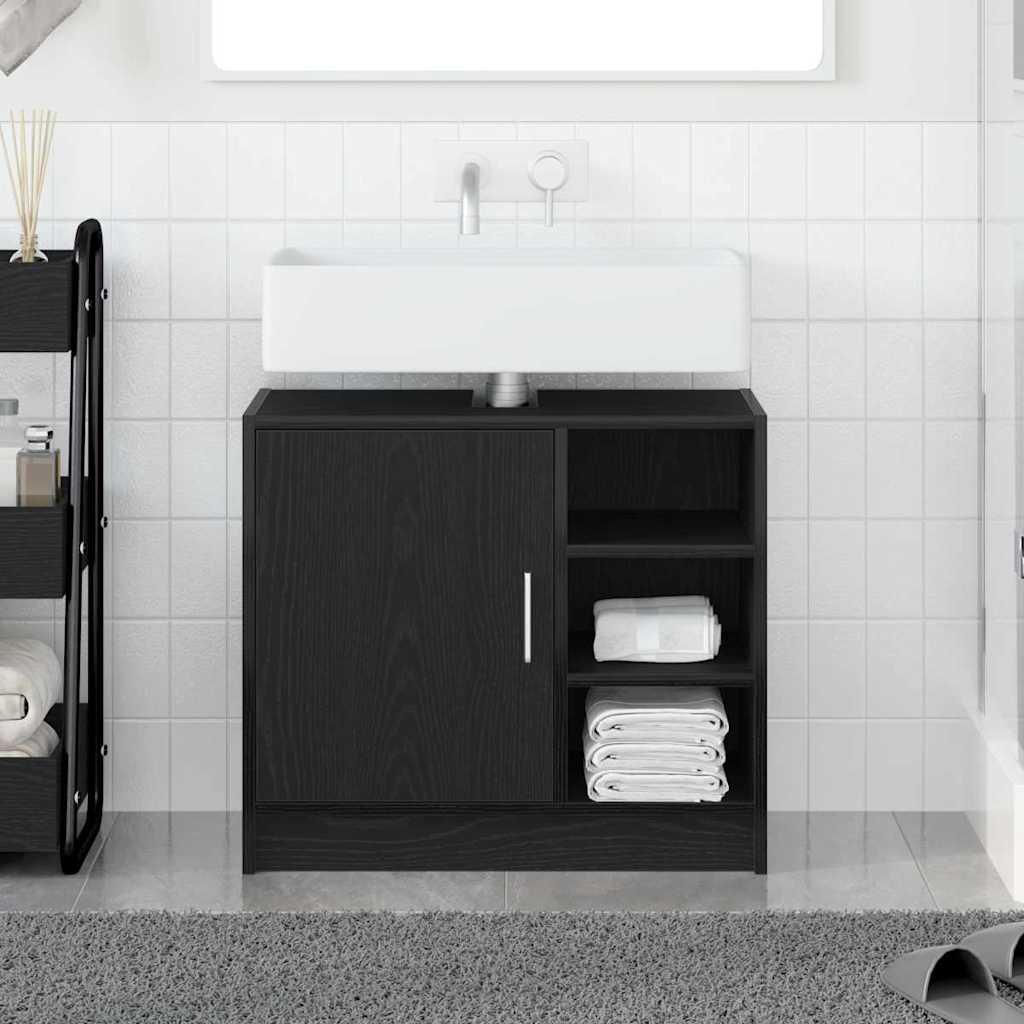 Badrumsskåp Svart Ek 63 x 29 x 55 cm Konstruerat trä