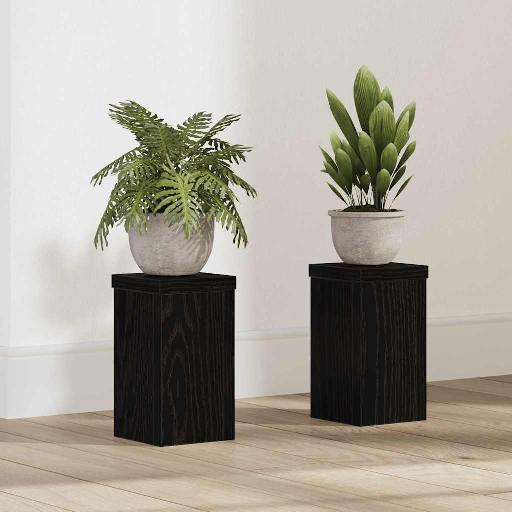 Växtställ 2 st Svart ek 10 x 10 x 18 cm Konstruerat trä