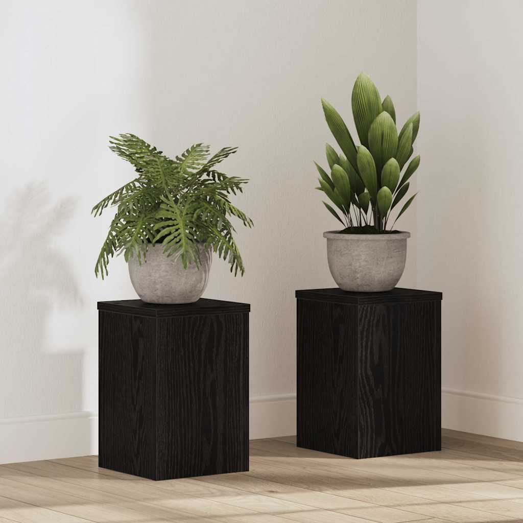 Växtställ 2 st Svart ek 20 x 20 x 30 cm Konstruerat trä