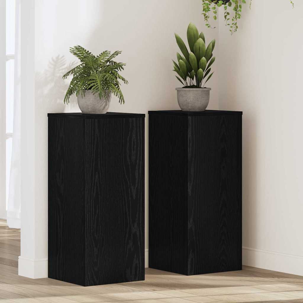 Växtställ 2 st Svart ek 30 x 30 x 70 cm Konstruerat trä