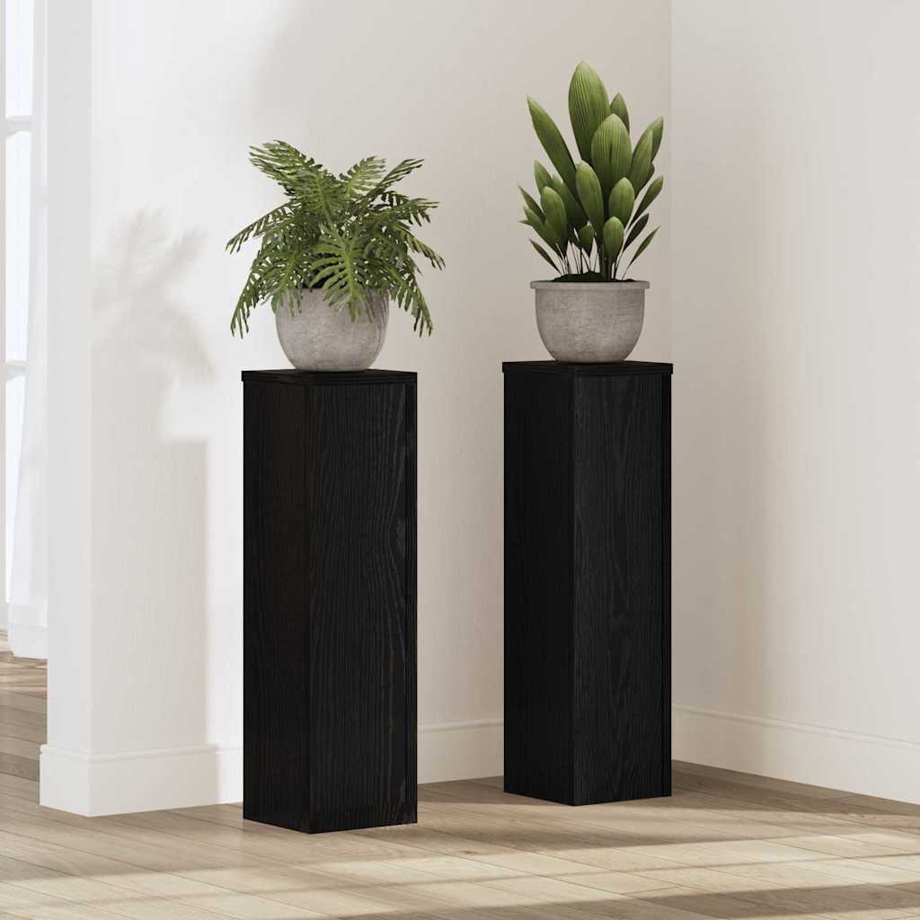 Växtställ 2 st Svart ek 17 x 17 x 60 cm Konstruerat trä