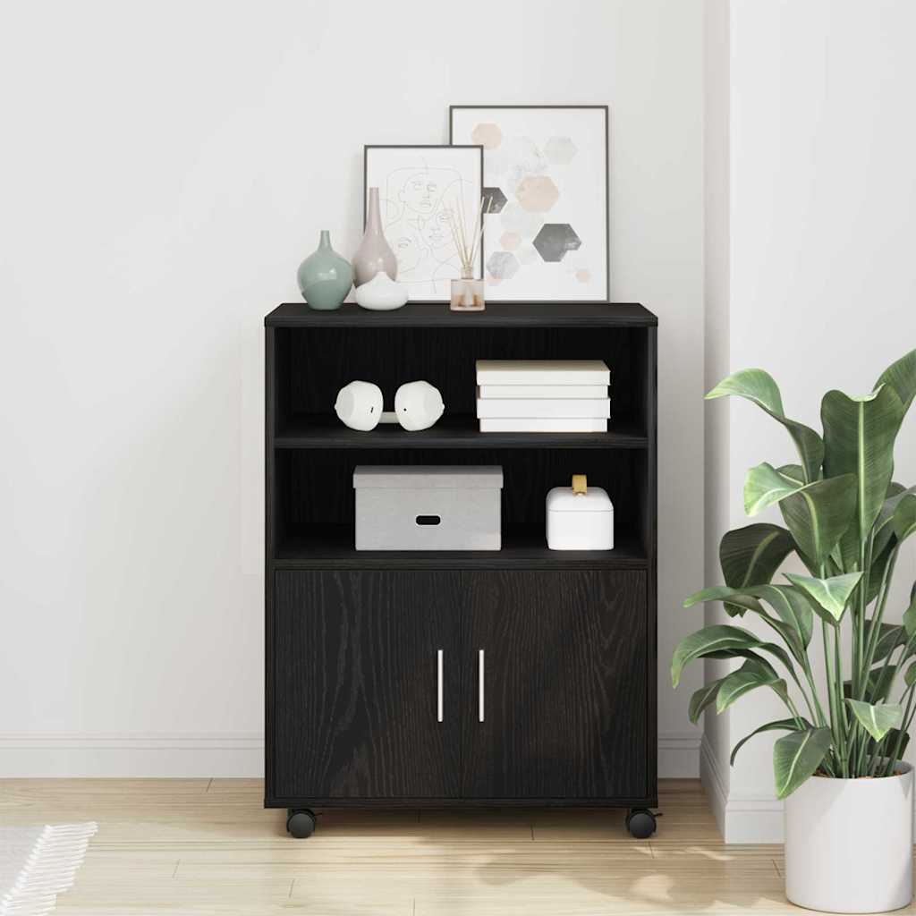 Skåp Svart Ek 60 x 48 x 74.5 cm Med hjul