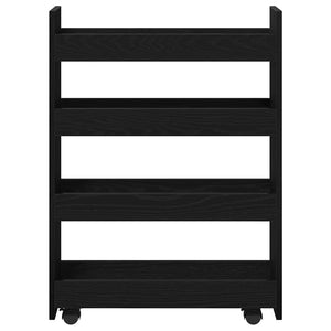 Smal förvaringsvagn Svart Ek 60 x 20 x 82 cm Konstruerat trä