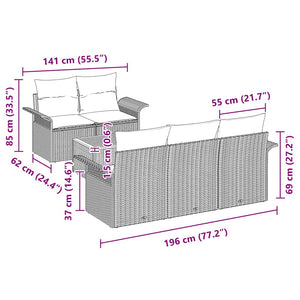 Trädgårdsoffset med kudde 6 pcs Beige konstrotting