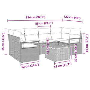 Trädgårdsoffset med kudde 7 pcs Beige Poly rattan