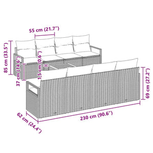 Trädgårdsoffset med kudde 9 pcs Beige konstrotting