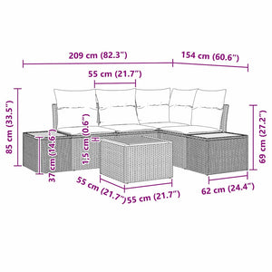 Trädgårdsoffset med kudde 5 pcs Beige konstrotting
