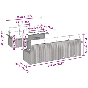 Trädgårdsoffset med kudde 8 pcs Svart konstrotting