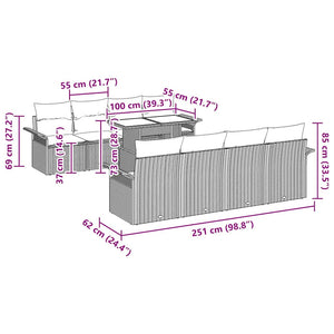 Trädgårdsoffset med kudde 9 pcs Svart konstrotting