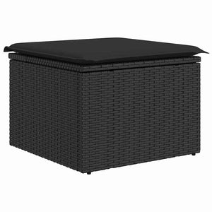 Trädgårdsoffset med kudde 9 pcs Svart Poly rattan