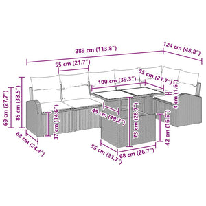 Trädgårdsoffset med lagring med kudde 7 pcs Svart konstrotting