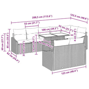 Trädgårdsoffset med kudde med lagring 9 pcs Svart