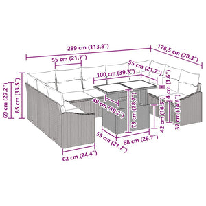 Soffset med kudde 10 pcs Brun och Kräm konstrotting