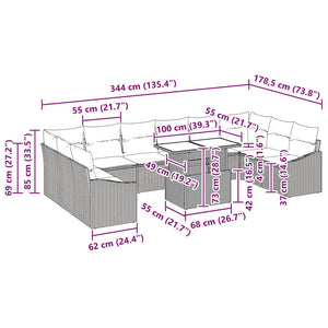 Soffset med kudde 11 pcs Svart konstrotting
