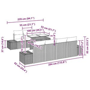 Soffset med kudde 8 pcs Svart konstrotting