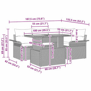 Trädgårdsoffset med kudde 5 pcs Grå