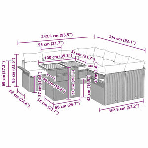 Trädgårdsoffset med kudde 11 pcs Grå