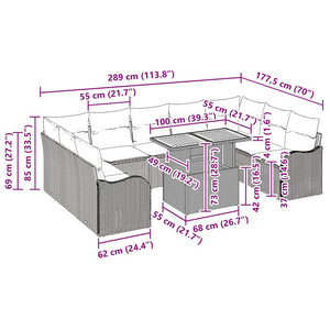 Trädgårdsoffset med kudde 10 pcs Svart