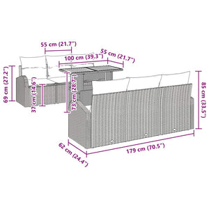 Trädgårdsoffset med kudde 7 pcs Grå