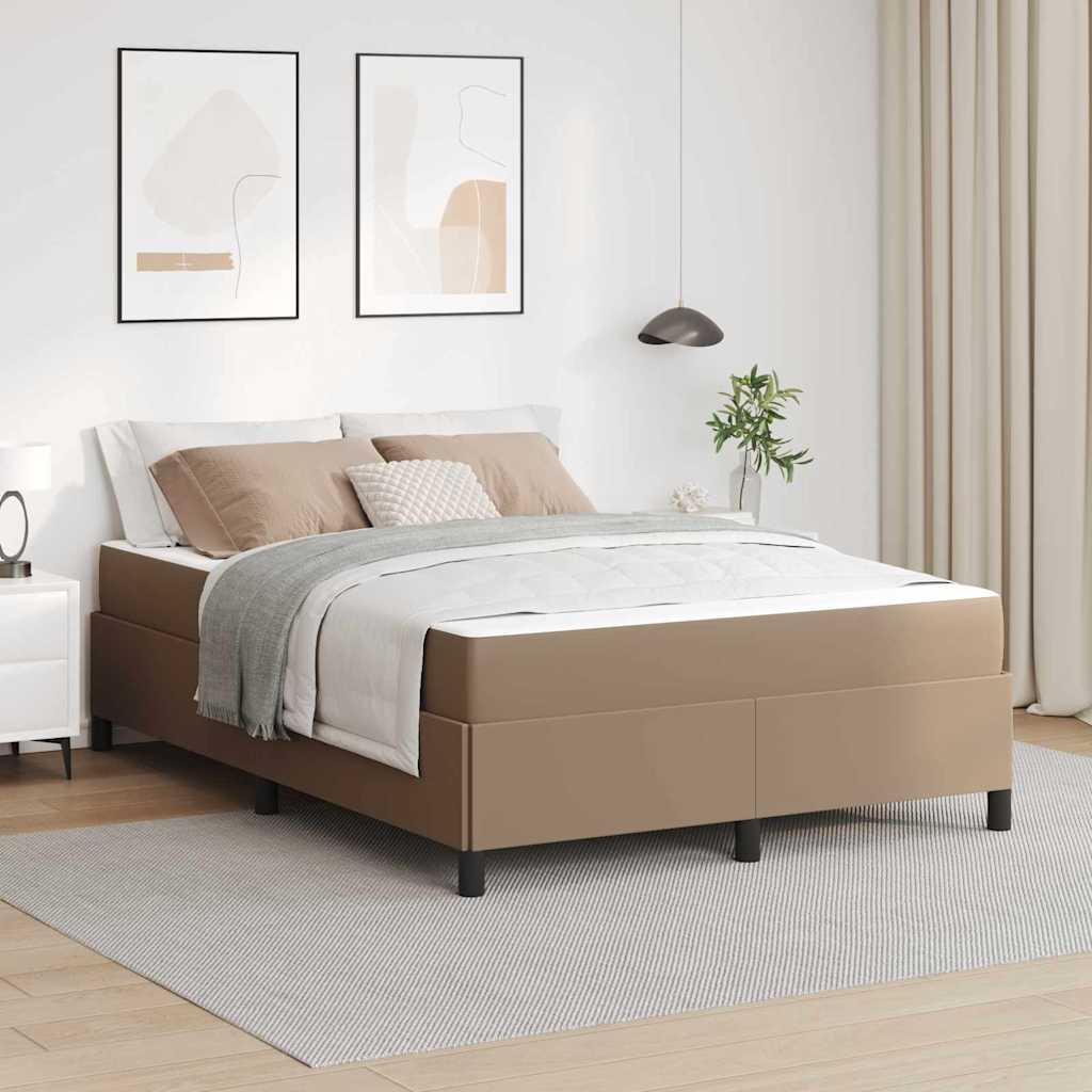 Sängram med madrass Cappuccino 140 x 190 cm tyg
