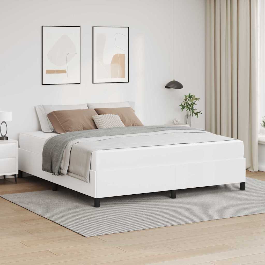 Sängram med madrass Vit 180 x 200 cm tyg