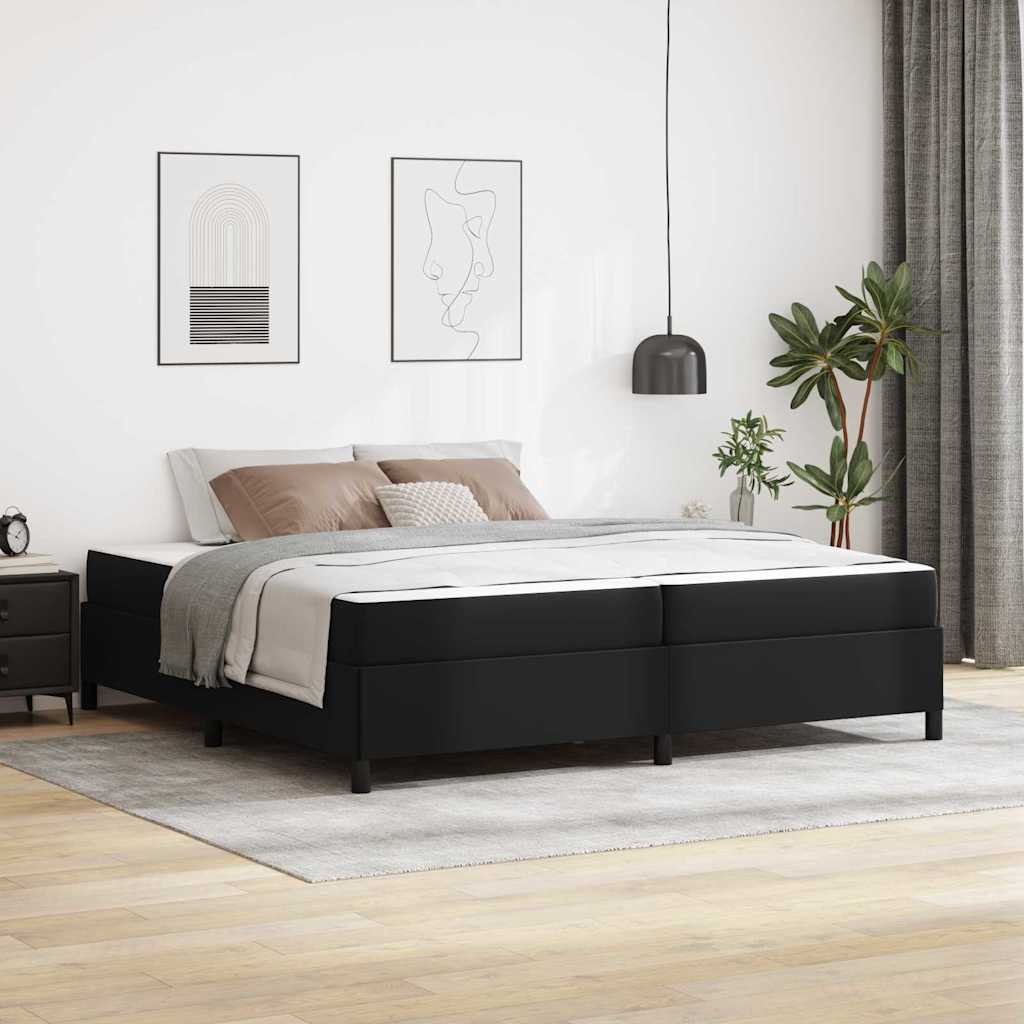 Sängram med madrass Svart 200 x 200 cm tyg