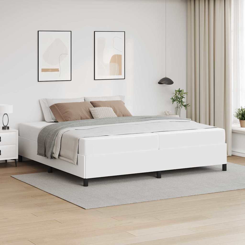 Sängram med madrass Vit 200 x 200 cm tyg