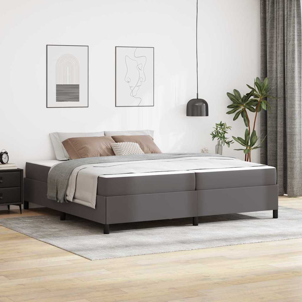 Sängram med madrass Grå 200 x 200 cm tyg