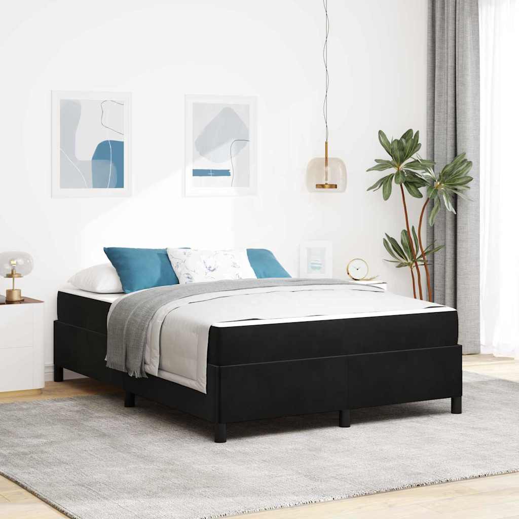 Sängram med madrass Svart 140 x 190 cm tyg